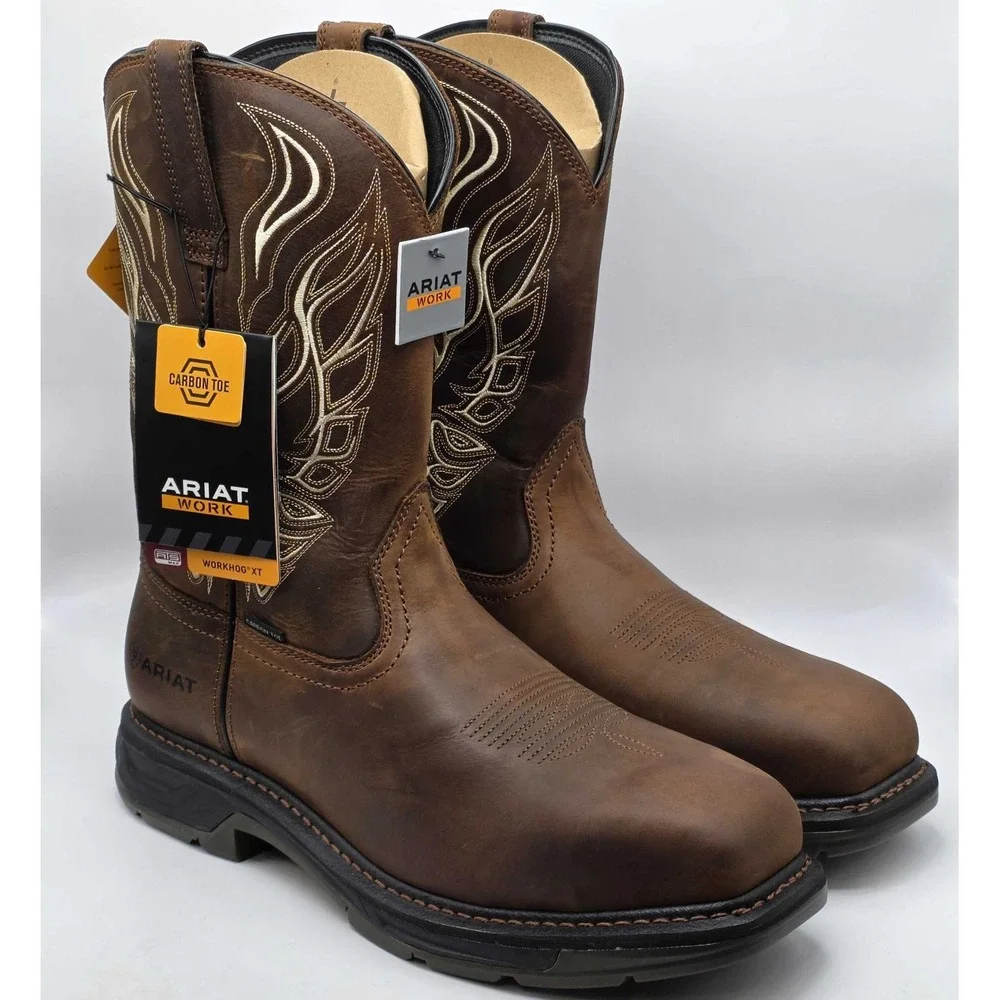 Ariat WorkHog XT Phoenix Carbon Toe Pull On Work Boots Men's 12 EE Brown NWT